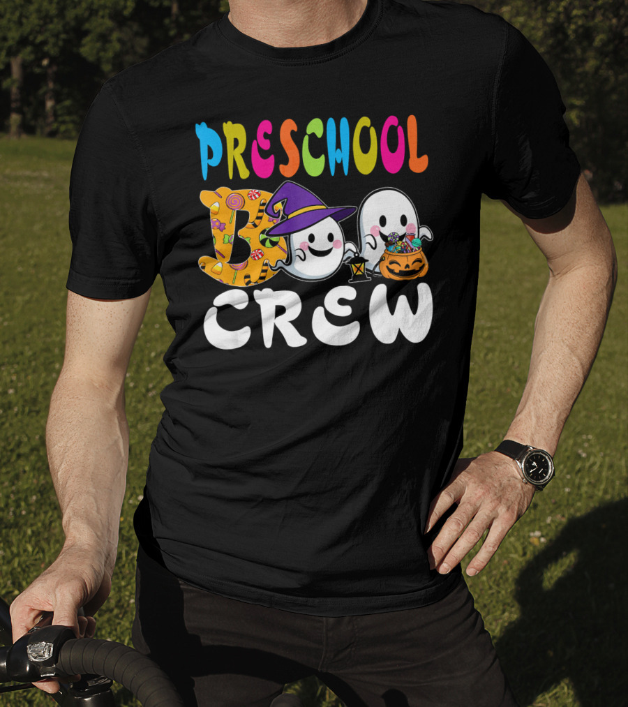 Preschool Boo Crew Halloween Ghosts Candy Wizard Hat T-Shirt