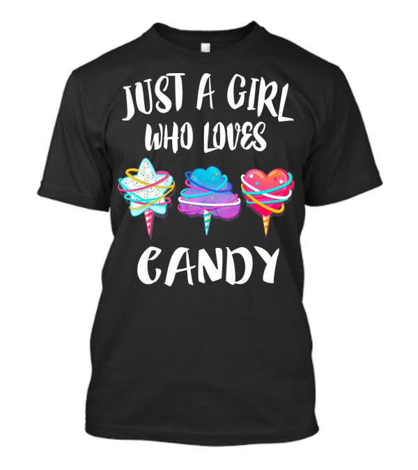 Just A Girl Who Loves Candy Colorful Hearts And Swirls T-Shirt