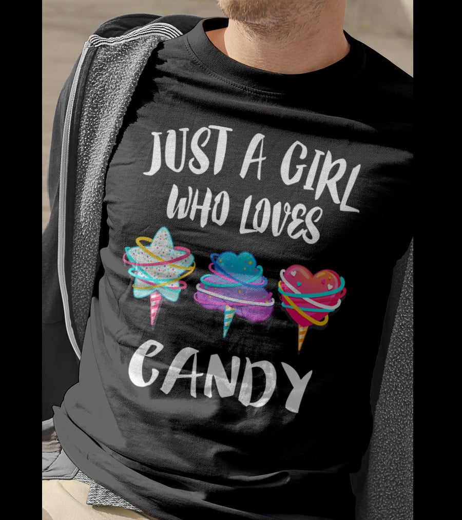 Just A Girl Who Loves Candy Colorful Hearts And Swirls T-Shirt