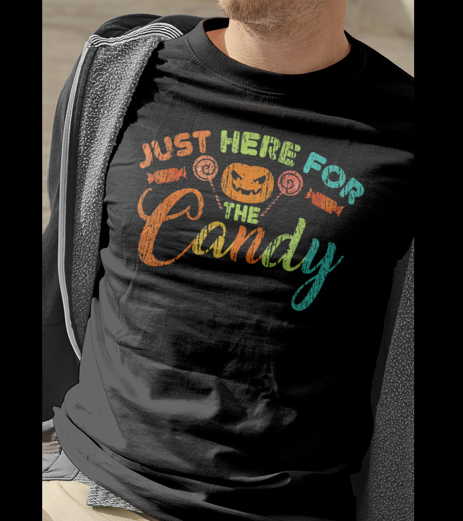 Just Here For The Candy Halloween Jack-O'-Lantern Lollipops T-Shirt
