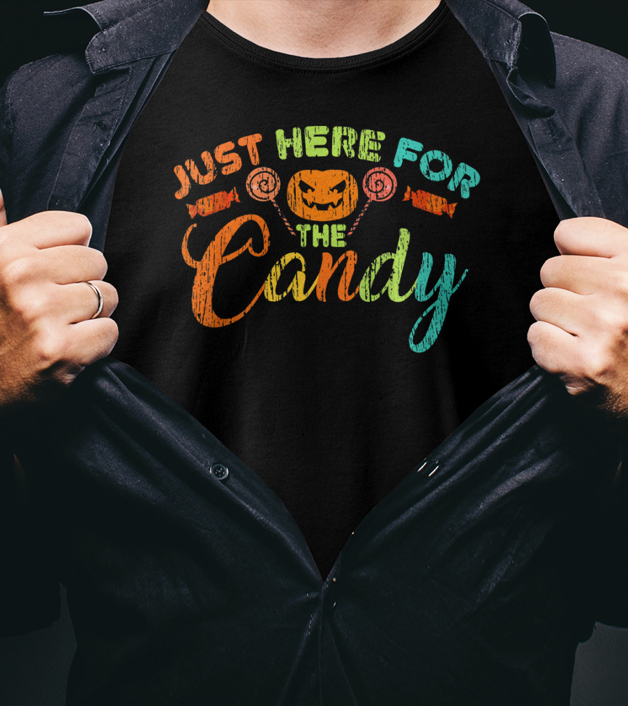 Just Here For The Candy Halloween Jack-O'-Lantern Lollipops T-Shirt