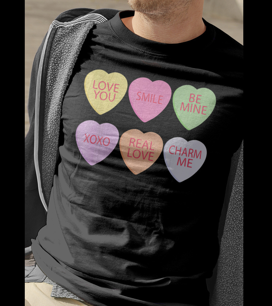 Valentines Sweetheart Cute Heart Love You Smile Be Mine XOXO Real Love Charm Me T-Shirt