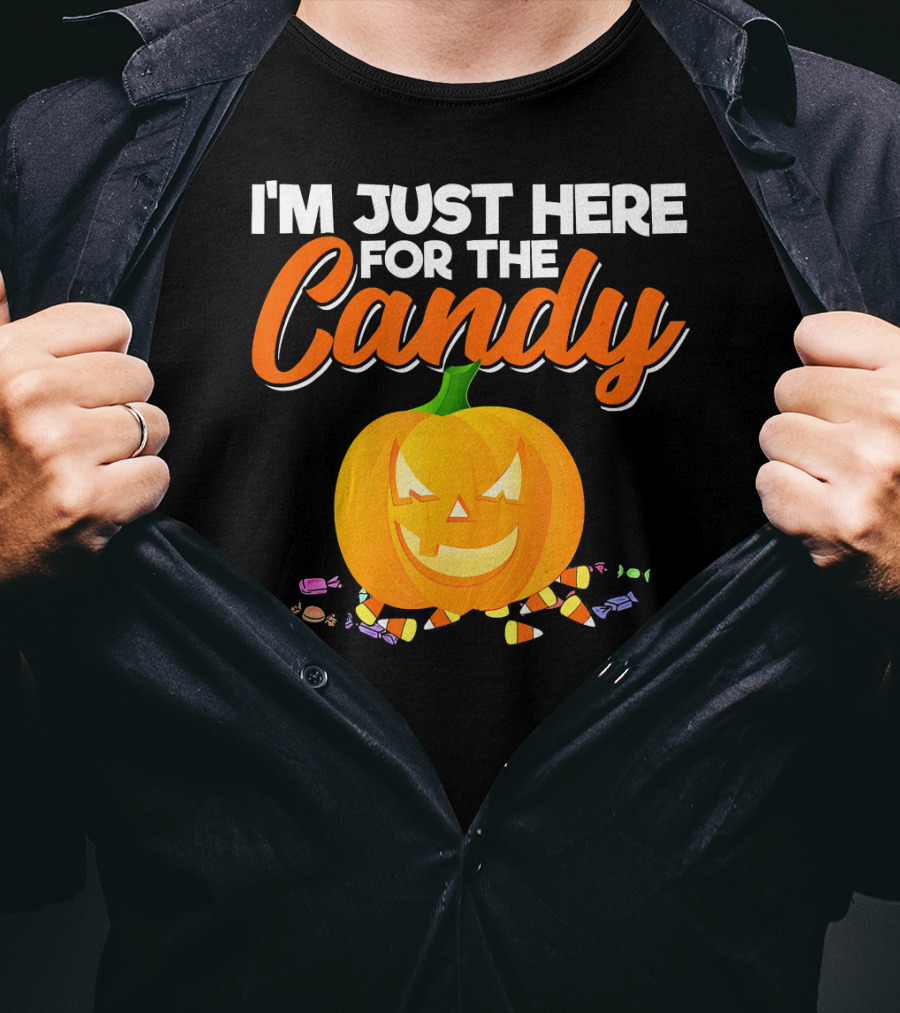 I'm Just Here For The Candy Pumpkin Halloween Candy Corn T-Shirt