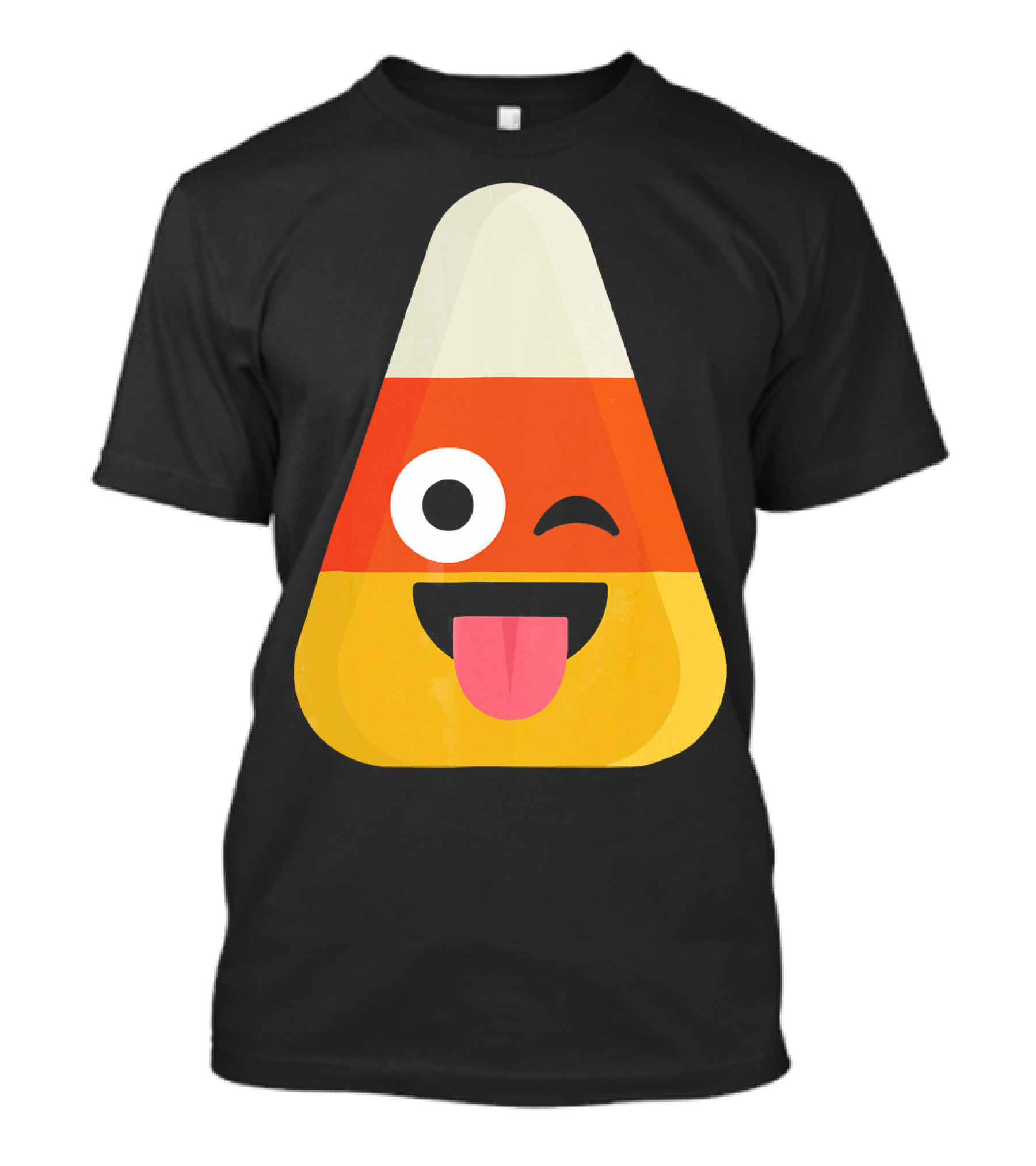 Candy Corn Emoji Wink Tongue Out Face T-Shirt