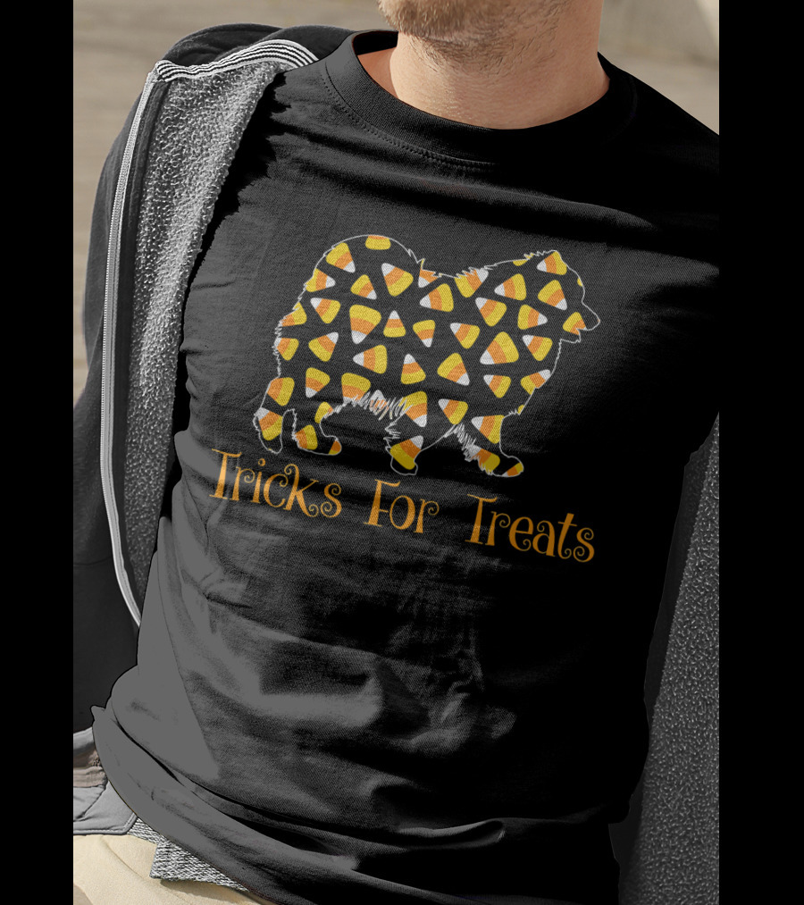 Tricks For Treats Candy Corn Samoyed Halloween T-Shirt