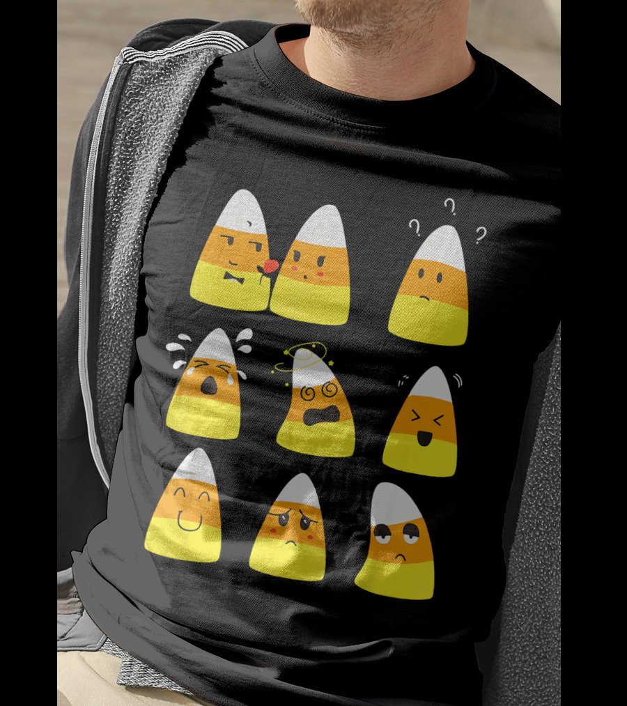 Candy Corn Emoticons Expressive Faces T-Shirt