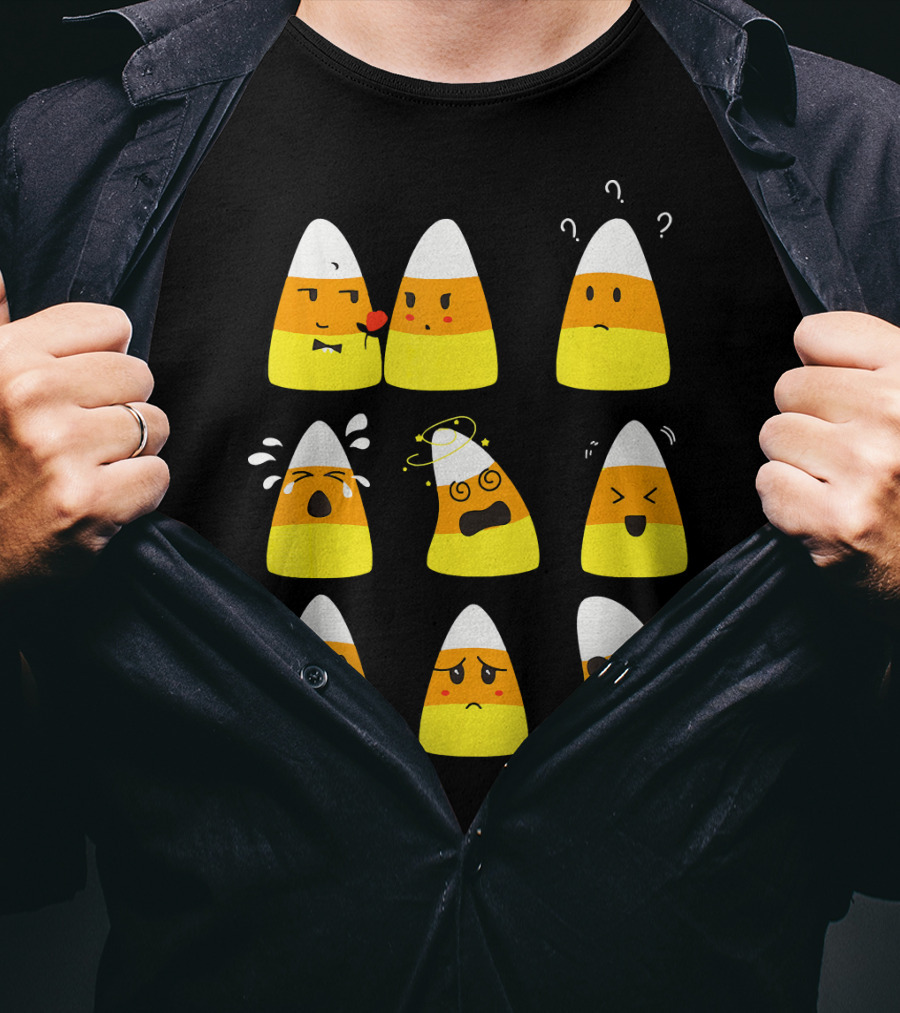 Candy Corn Emoticons Expressive Faces T-Shirt