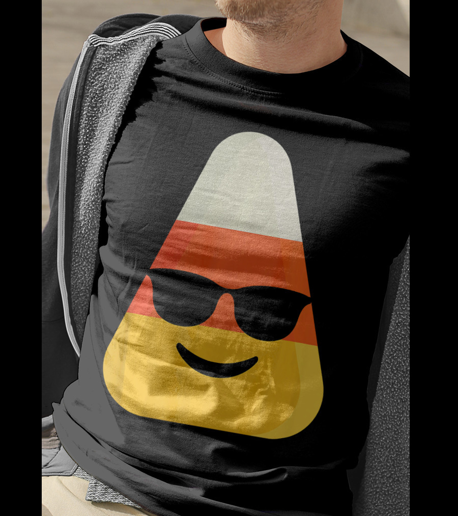 Candy Corn Emoji With Sunglasses Cool Shades T-Shirt
