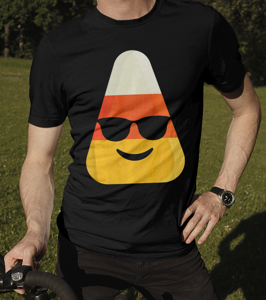 Candy Corn Emoji With Sunglasses Cool Shades T-Shirt