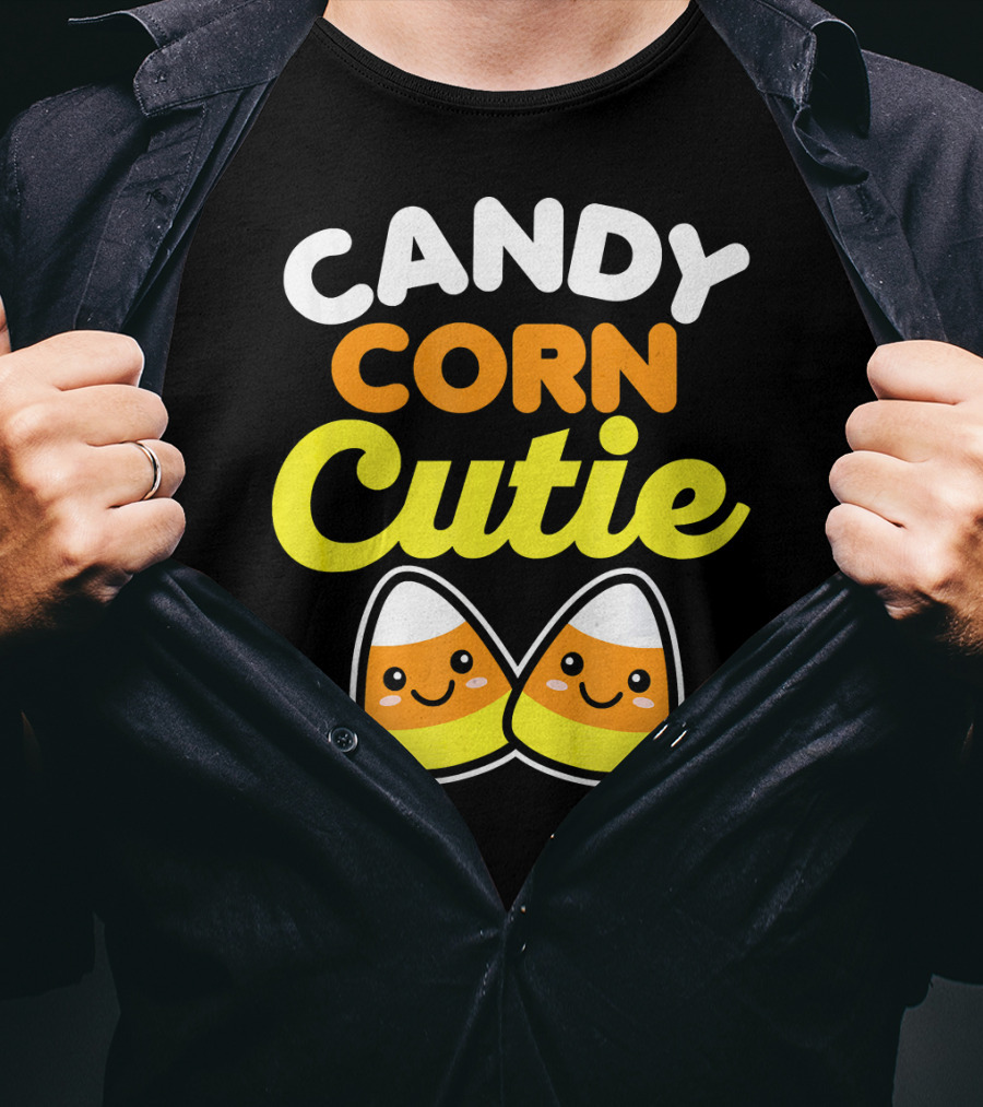Candy Corn Cutie Halloween Smiling Kawaii Candy Corn Characters T-Shirt