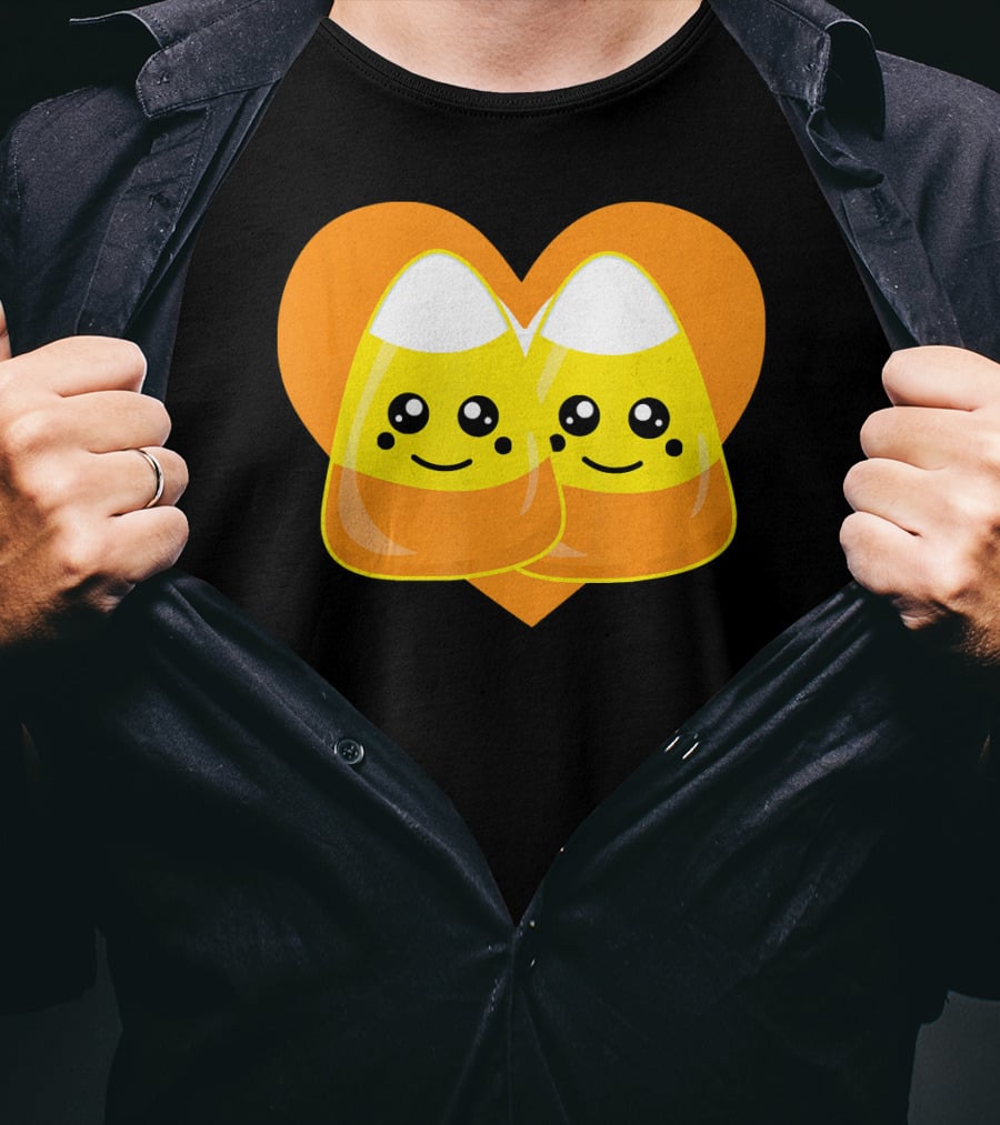 Love Candy Corn Cute Heart Kawaii Candy Corn Duo T-Shirt