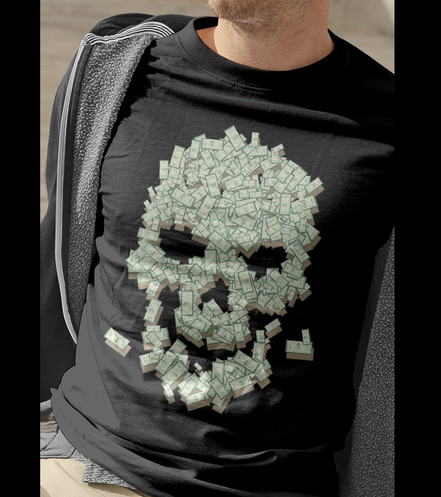 Dollar Skull Skeleton Money Stack T-Shirt