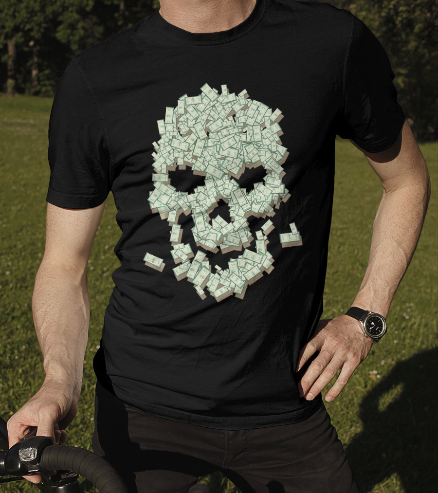 Dollar Skull Skeleton Money Stack T-Shirt