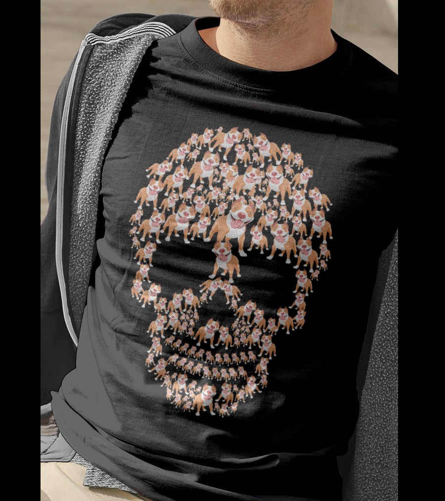 Pit Bull Skull Made Of Smiling Pit Bulls T-Shirt