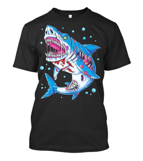 Shark Zombie Underwater Monster With Exposed Bones And Teeth T-Shirt