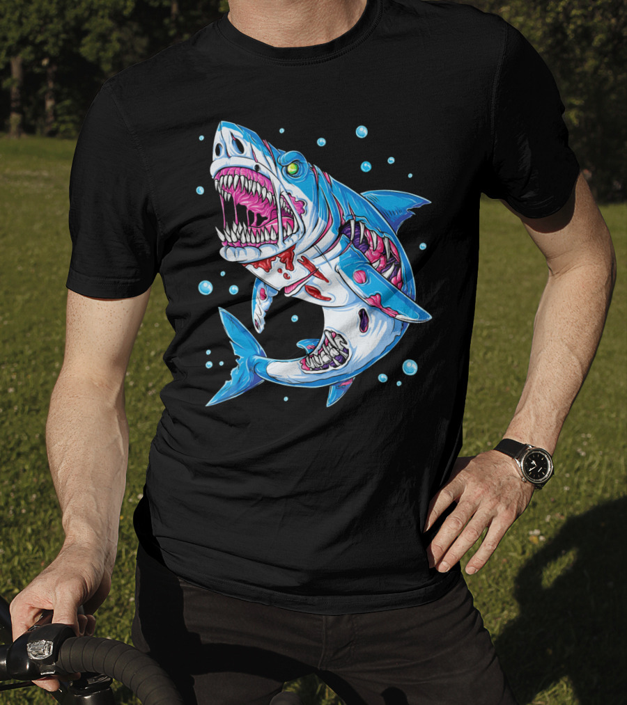 Shark Zombie Underwater Monster With Exposed Bones And Teeth T-Shirt