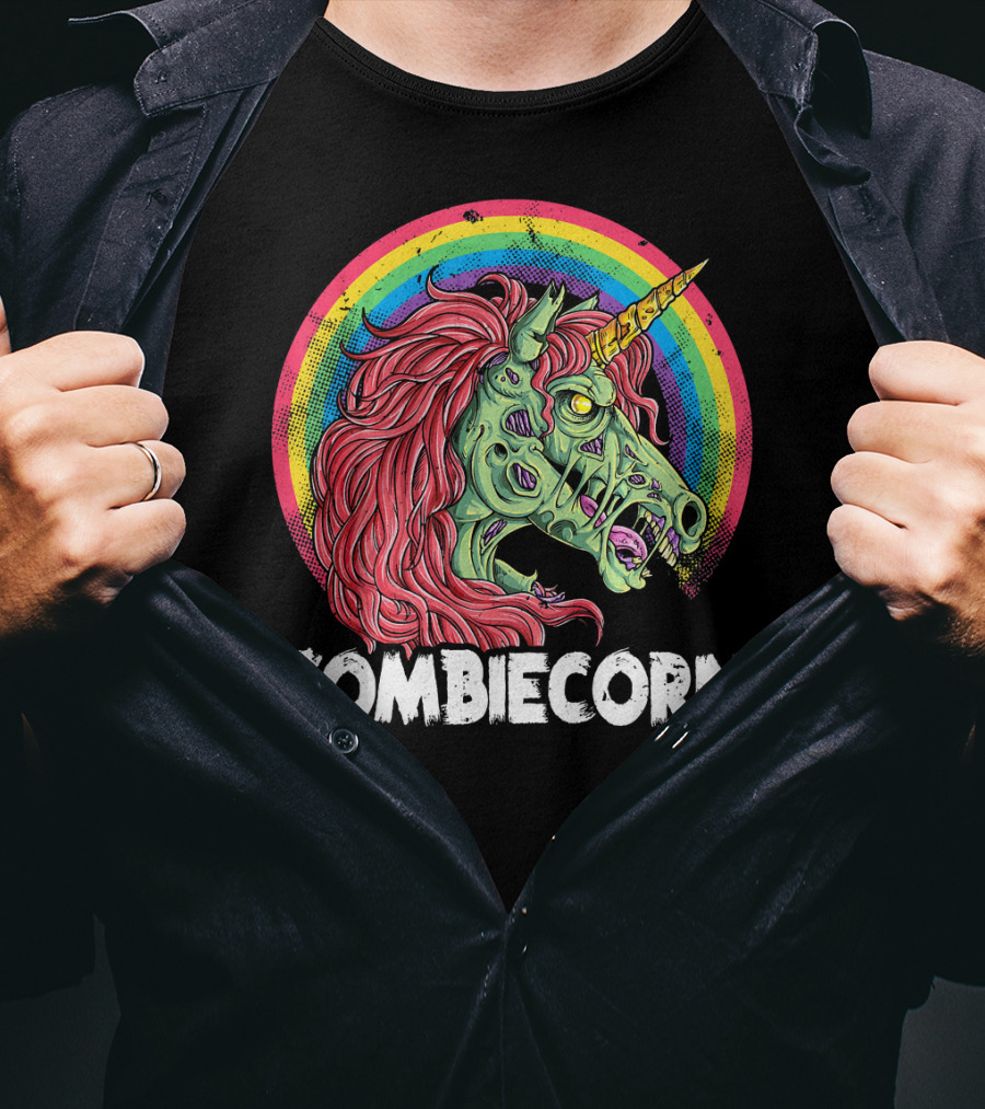 Zombiecorn Unicorn Zombie Rainbow T-Shirt