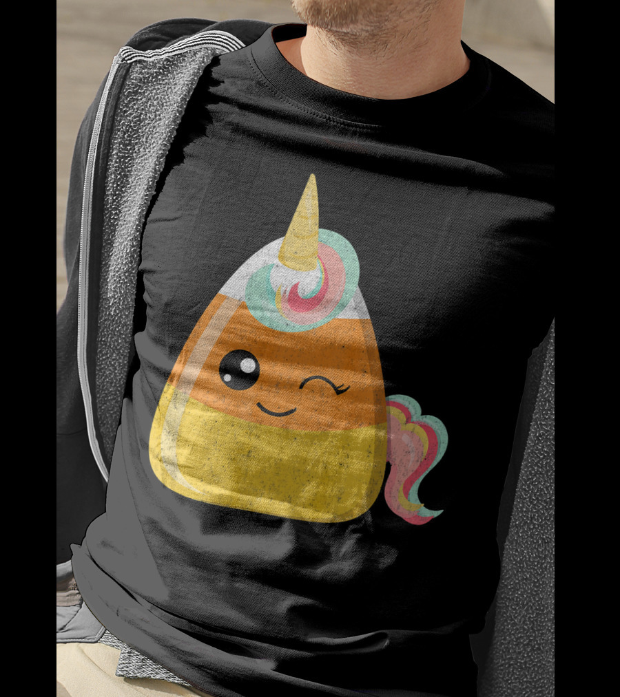 Candy Corn Unicorn Funny Halloween Candicorn T-Shirt
