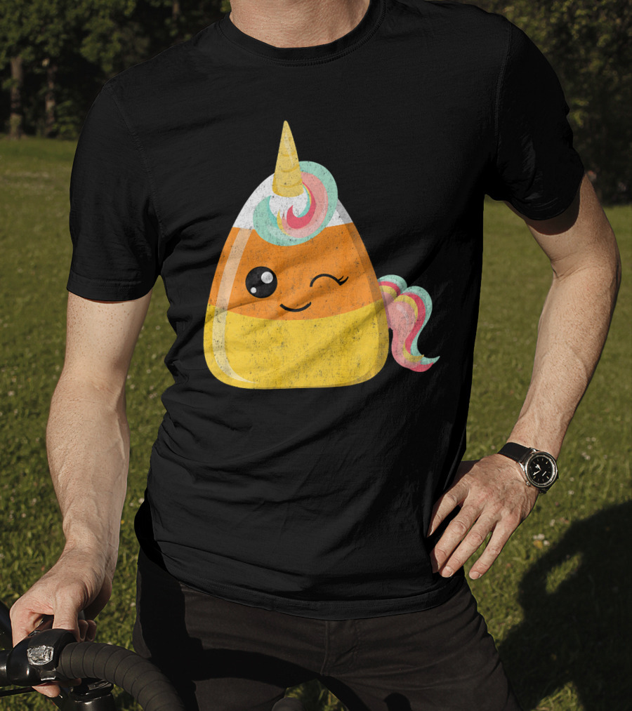 Candy Corn Unicorn Funny Halloween Candicorn T-Shirt