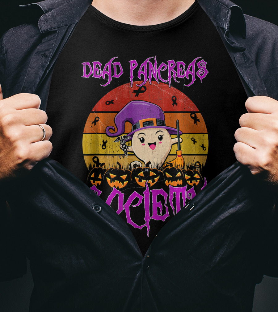 Dead Pancreas Society Halloween Pumpkin Witch Hat T-Shirt