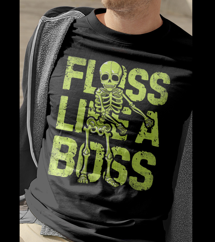 Floss Like A Boss Neon Skeleton Dance T-Shirt