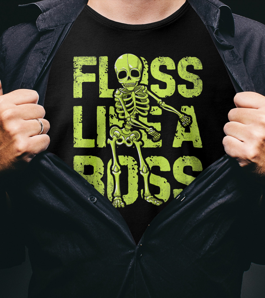 Floss Like A Boss Neon Skeleton Dance T-Shirt