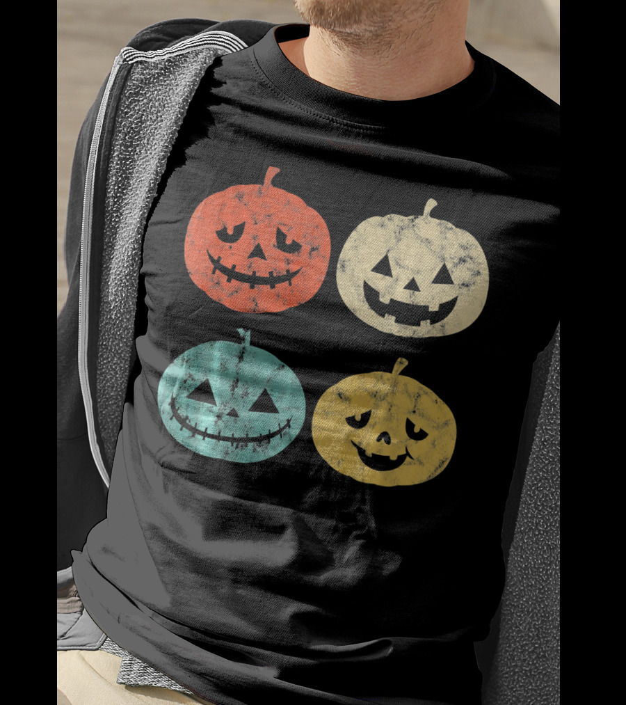 Vintage Pumpkin Funny Halloween Jack-O'-Lanterns T-Shirt