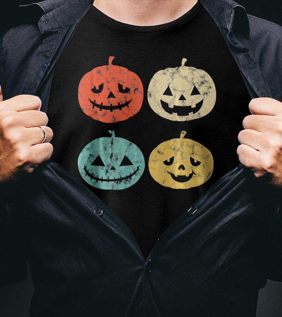 Vintage Pumpkin Funny Halloween Jack-O'-Lanterns T-Shirt