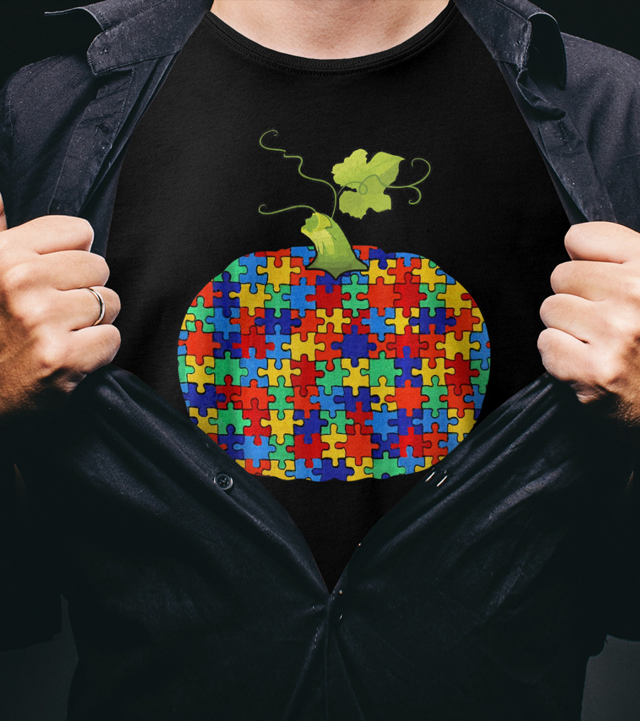Pumpkin Puzzle Autism Awareness Halloween Lover T-Shirt