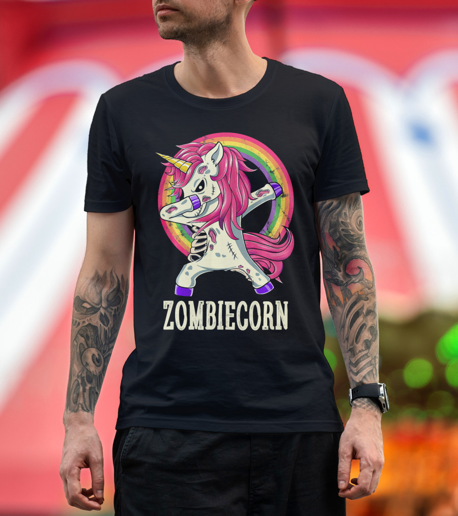 Zombiecorn Dab Dance Unicorn with Rainbow T-Shirt
