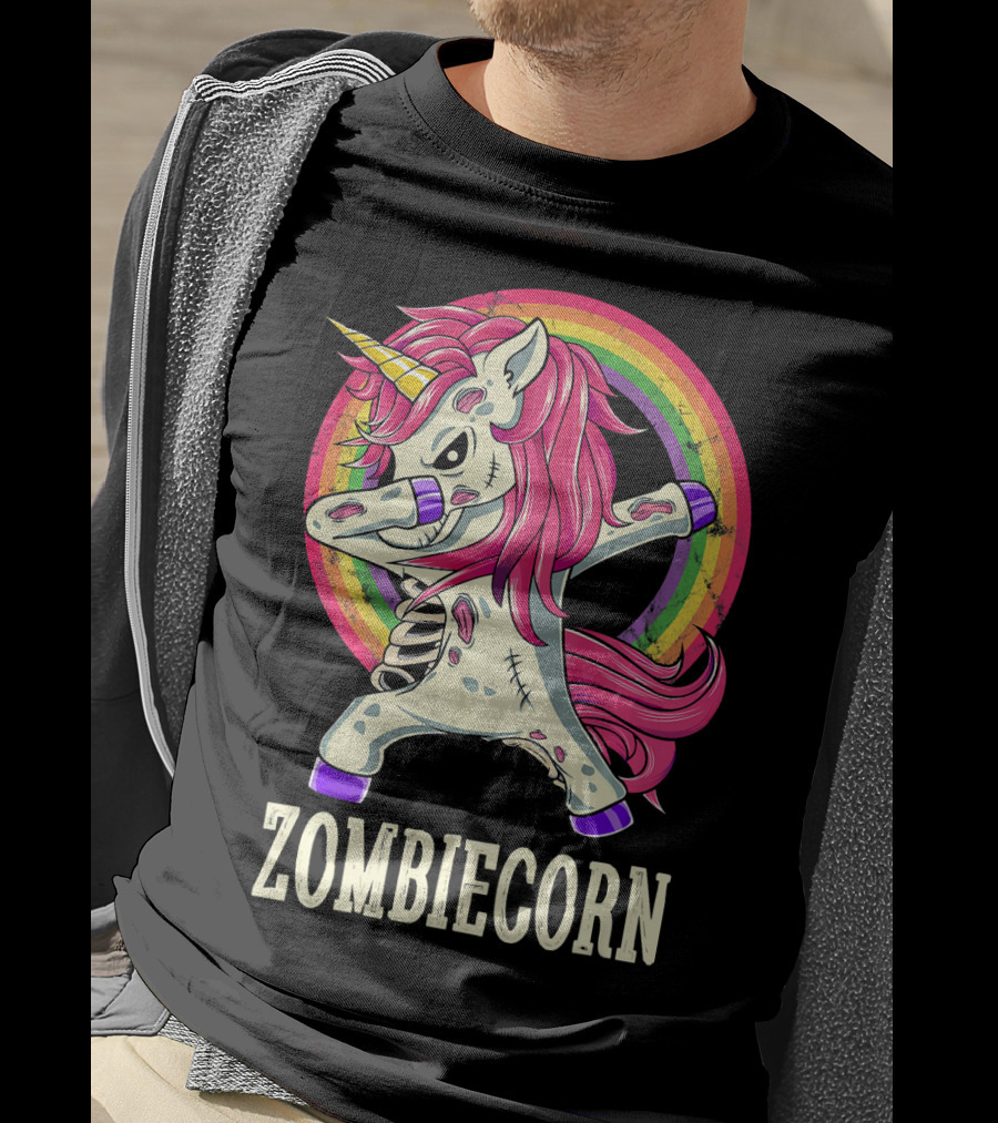 Zombiecorn Dab Dance Unicorn With Rainbow T-Shirt