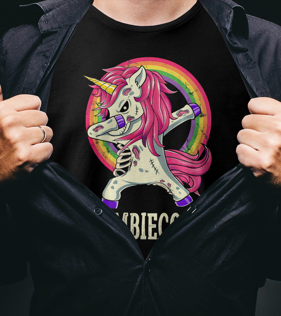 Zombiecorn Dab Dance Unicorn With Rainbow T-Shirt