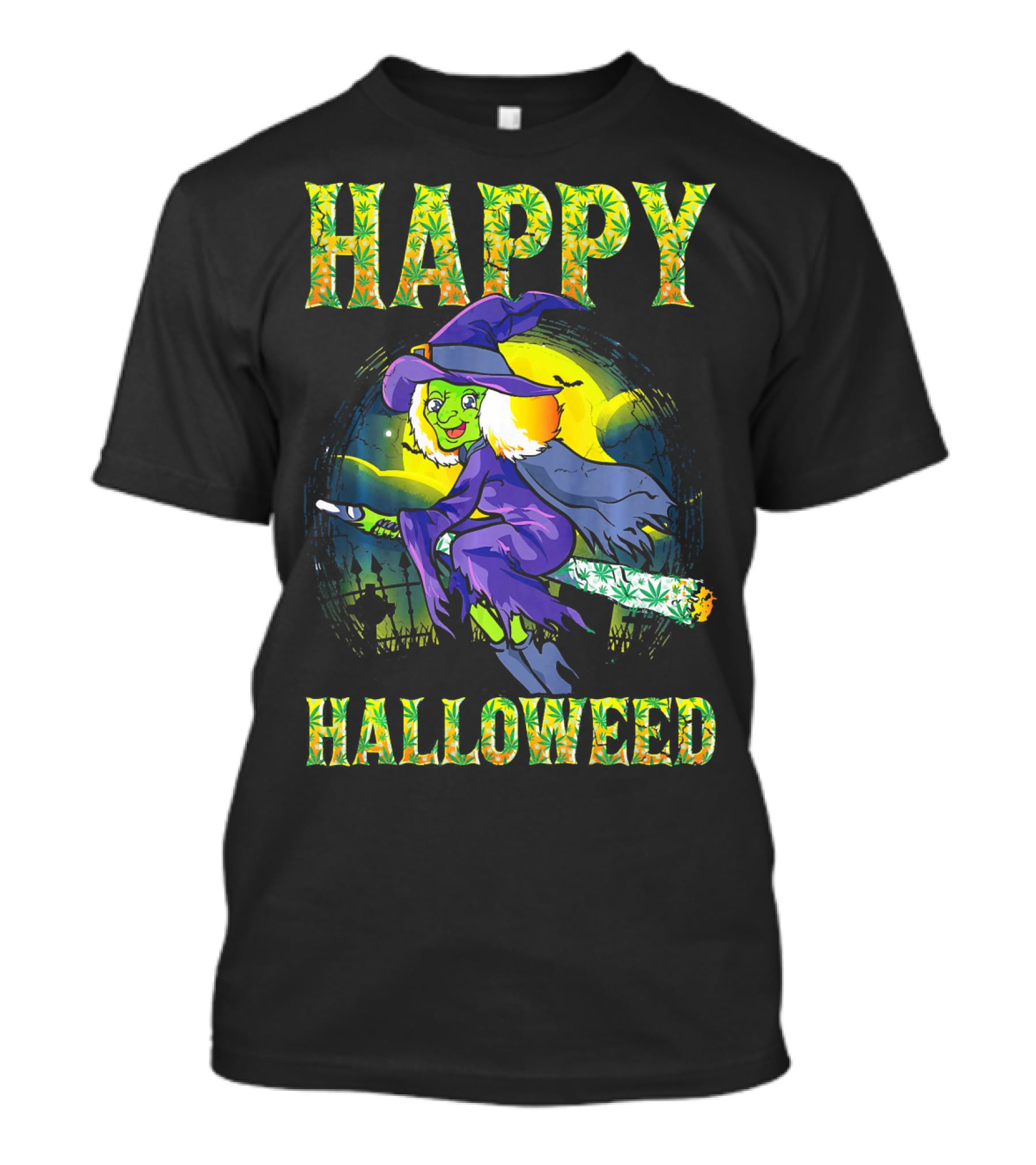 Happy Halloweed Witch Halloween Marijuan T-Shirt