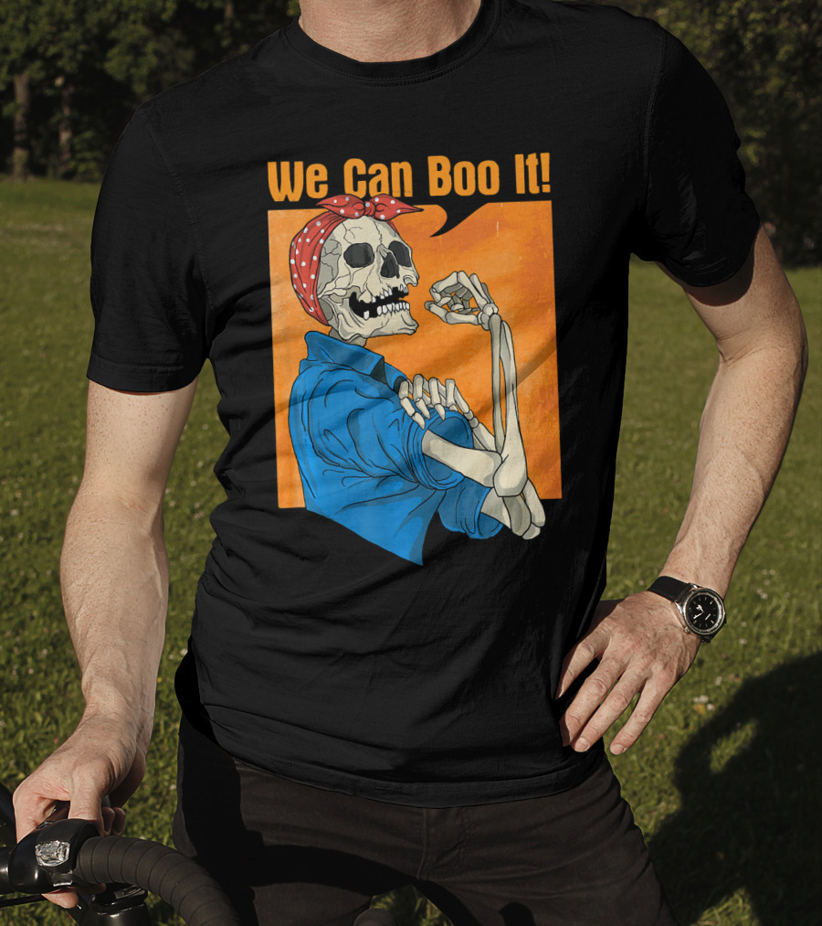 Funny Halloween Vintage Skeleton Rosie The Riveter We Can Boo It T-Shirt