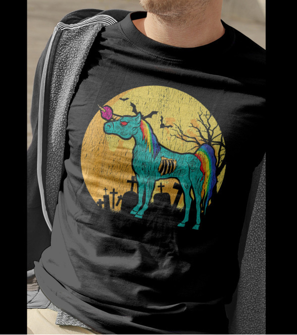 Zombie Unicorn Zombicorn Graveyard Night T-Shirt