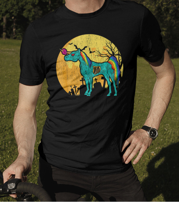 Zombie Unicorn Zombicorn Graveyard Night T-Shirt