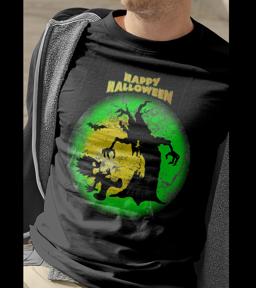 Happy Halloween Spooky Tree And Bat T-Shirt