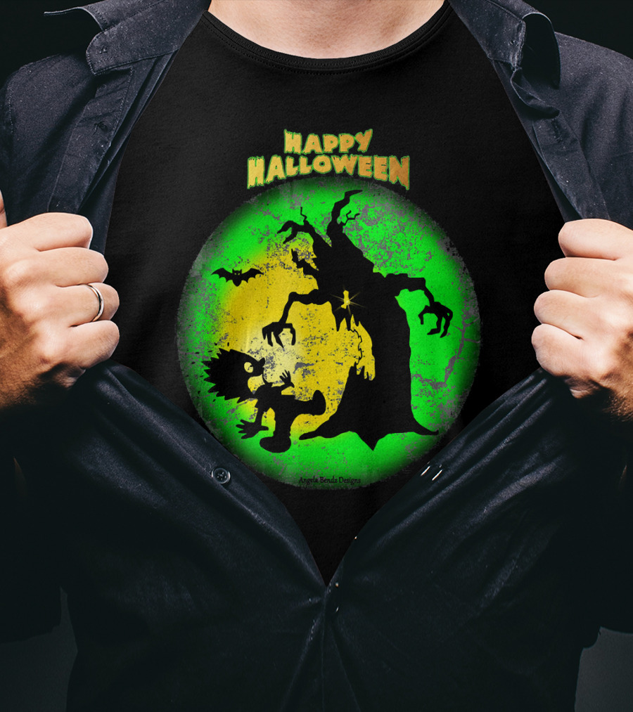 Happy Halloween Spooky Tree And Bat T-Shirt