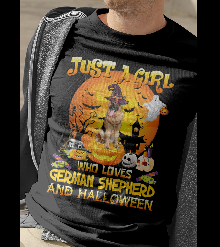 Just A Girl Who Loves German Shepherd And Halloween T-Shirt