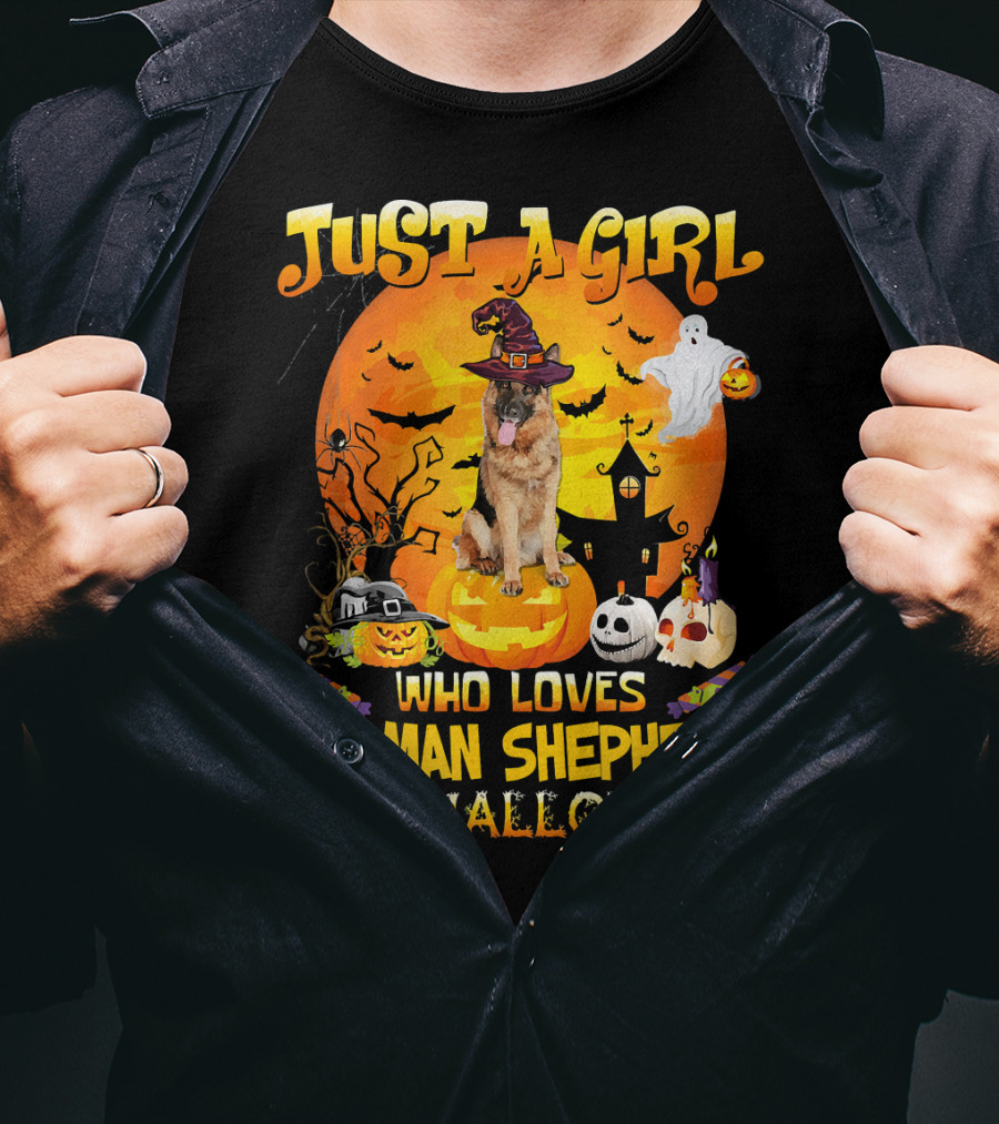 Just A Girl Who Loves German Shepherd And Halloween T-Shirt