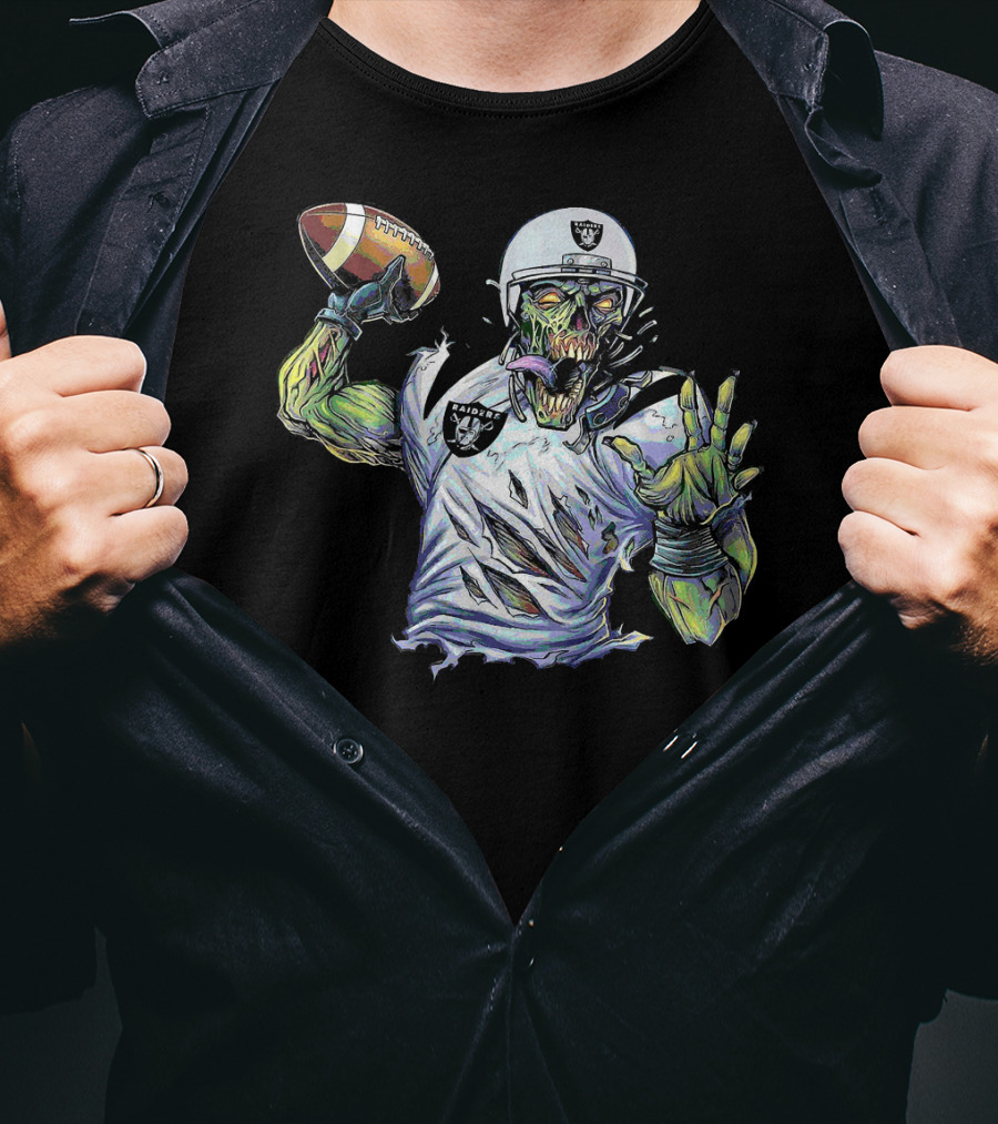 Raider Zombie Football Halloween Skull Horror Team T-Shirt