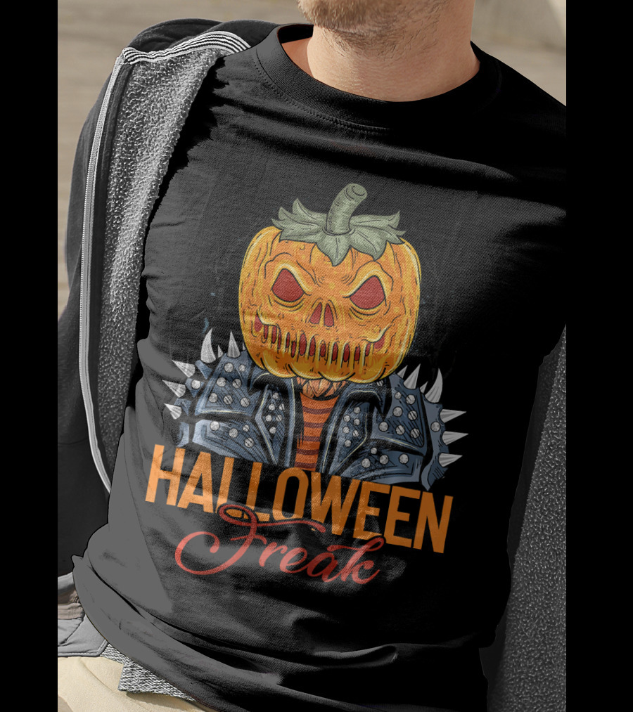 Halloween Freak Pumpkin Zombie Spiked Jacket T-Shirt