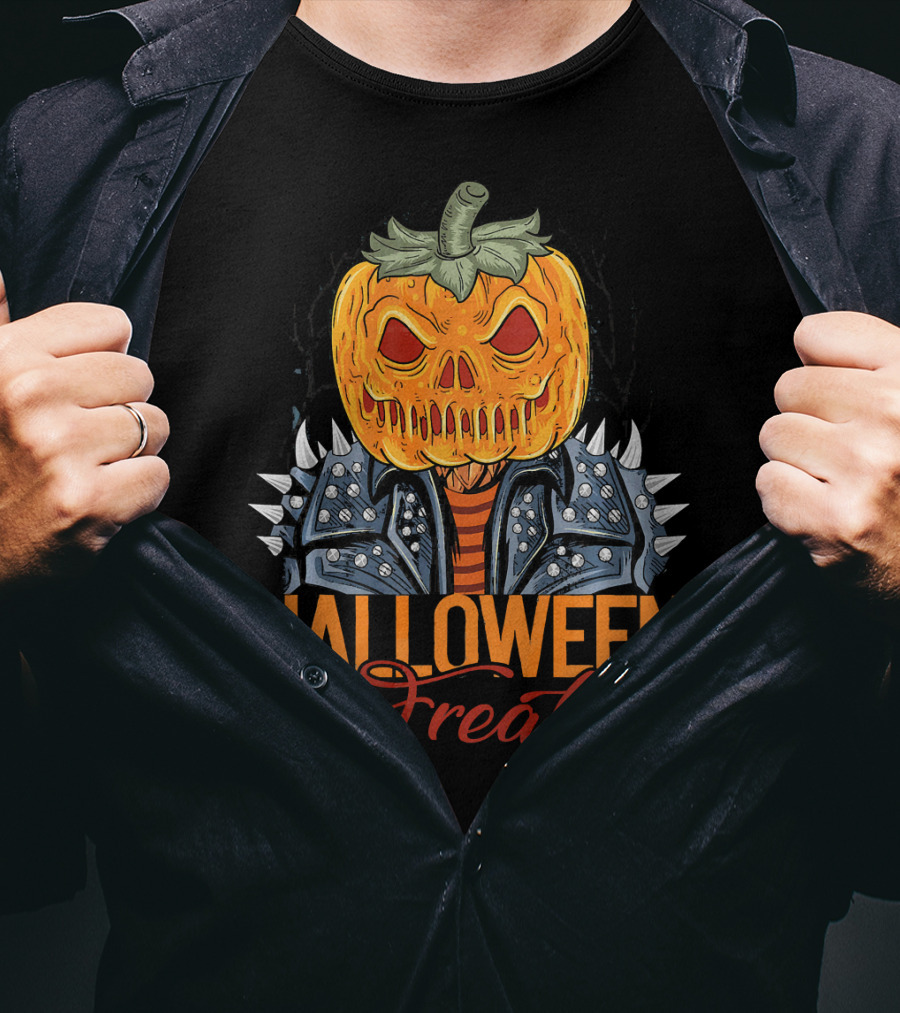 Halloween Freak Pumpkin Zombie Spiked Jacket T-Shirt