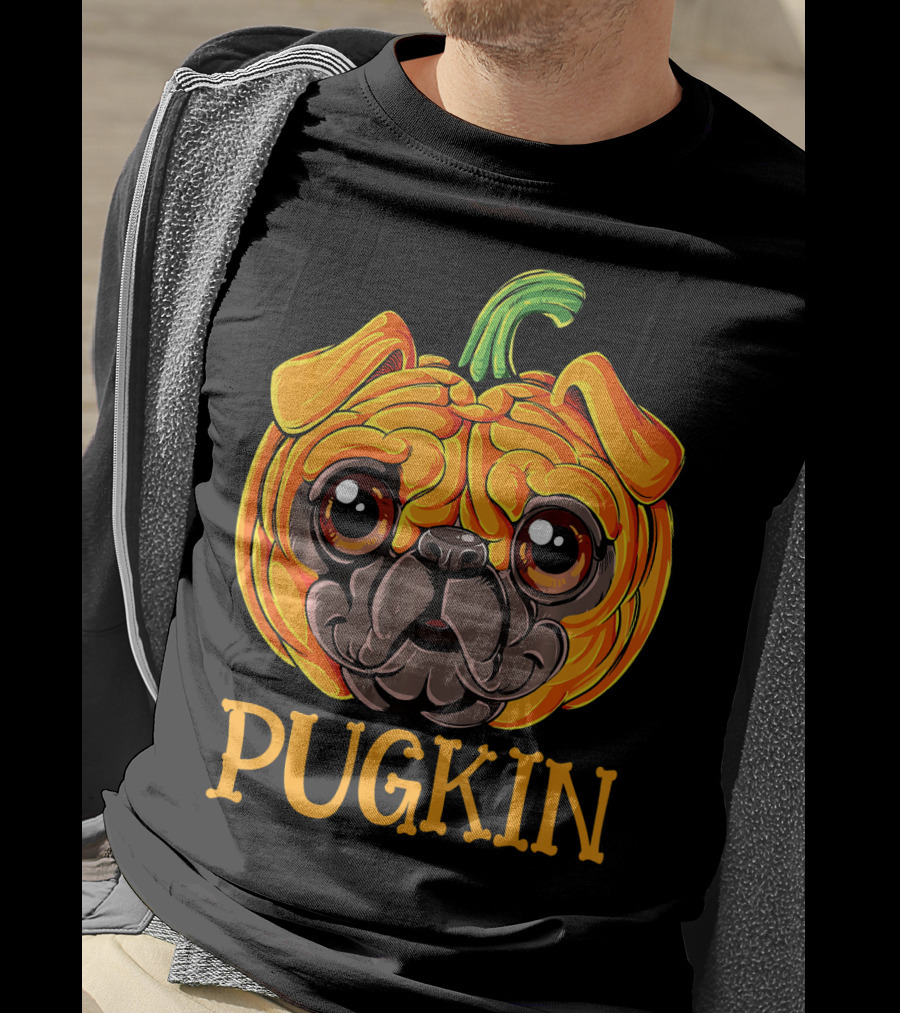 Pugkin Pug Pumpkin Halloween T-Shirt
