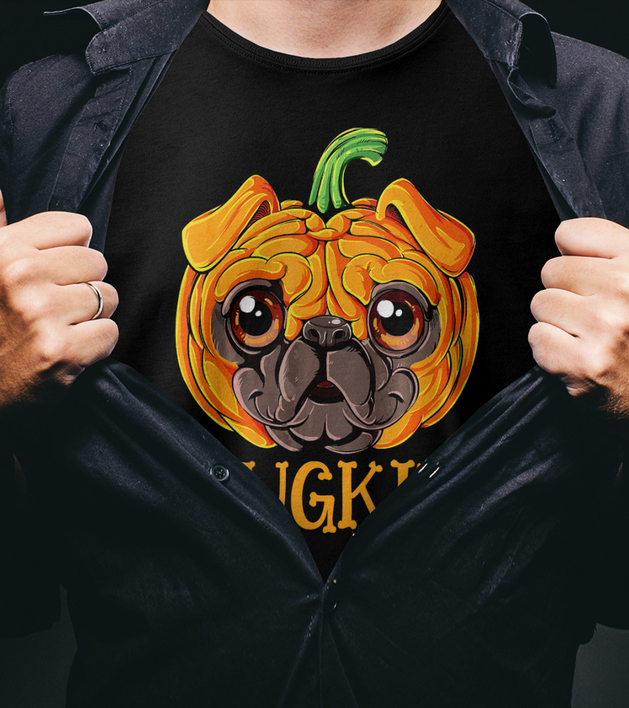 Pugkin Pug Pumpkin Halloween T-Shirt