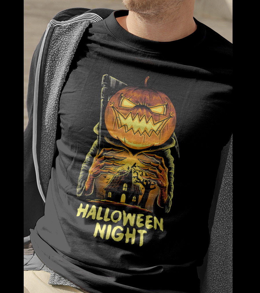 Halloween Night Scary Pumpkin Monster House T-Shirt