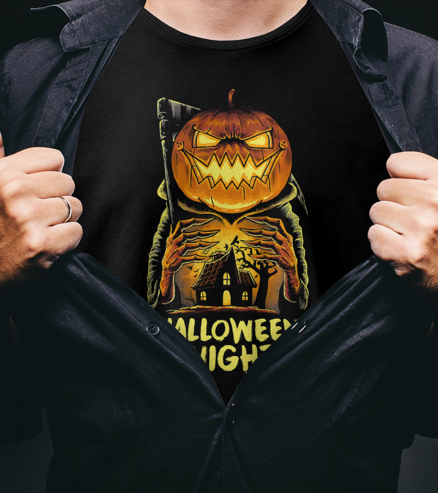Halloween Night Scary Pumpkin Monster House T-Shirt