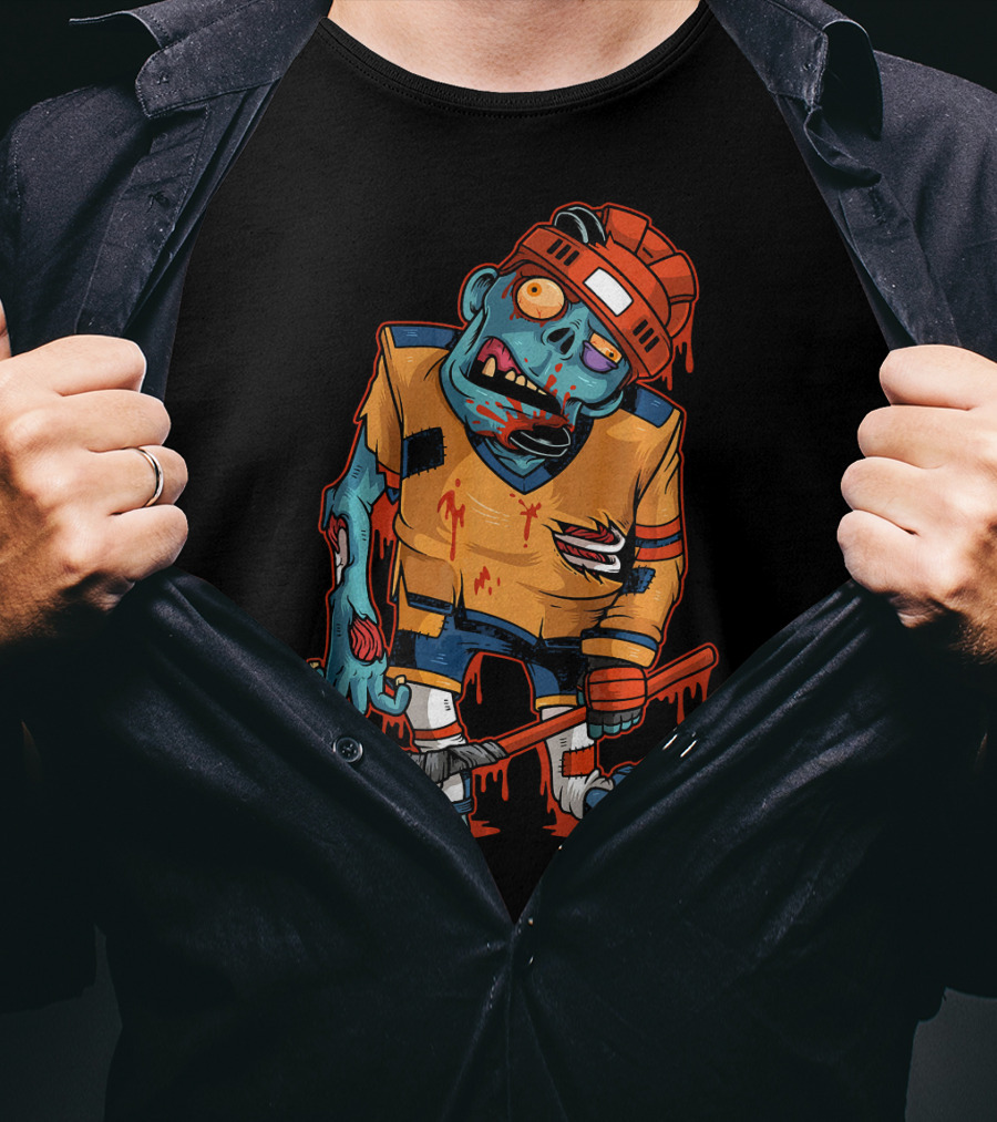 Zombie Ice Hockey Dripping Costume Halloween Trick T-Shirt