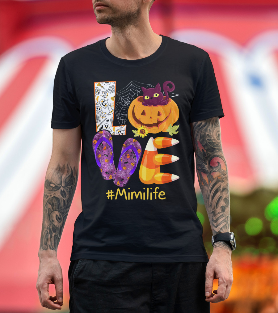 Love Pumpkin Cat Flip Flops #Mimilife T-Shirt