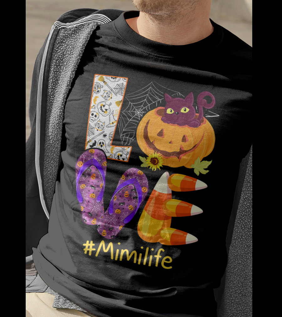 Love Pumpkin Cat Flip Flops #Mimilife T-Shirt